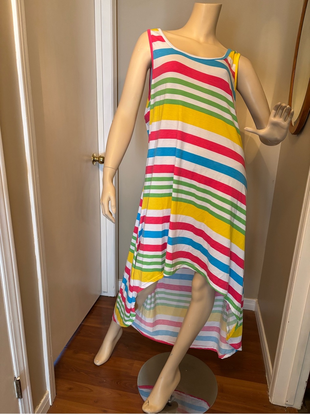 Rouge Helium Multicolor Striped High-Low Tank Dress